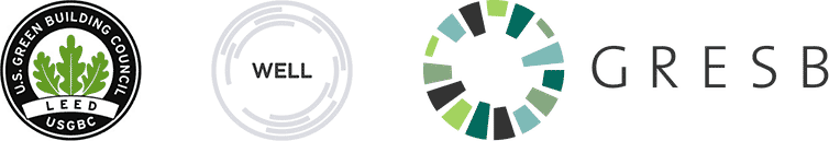 LEED, WELL, and GRESB Logos